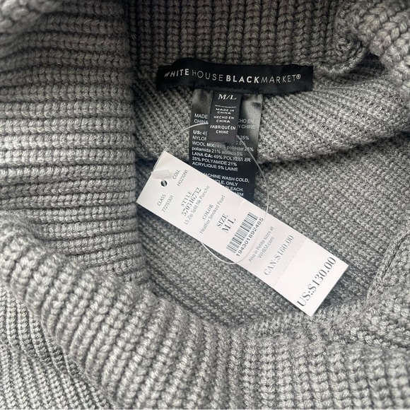 NWT White House Black Market Gray Poncho/Sweater - Picture 5 of 6